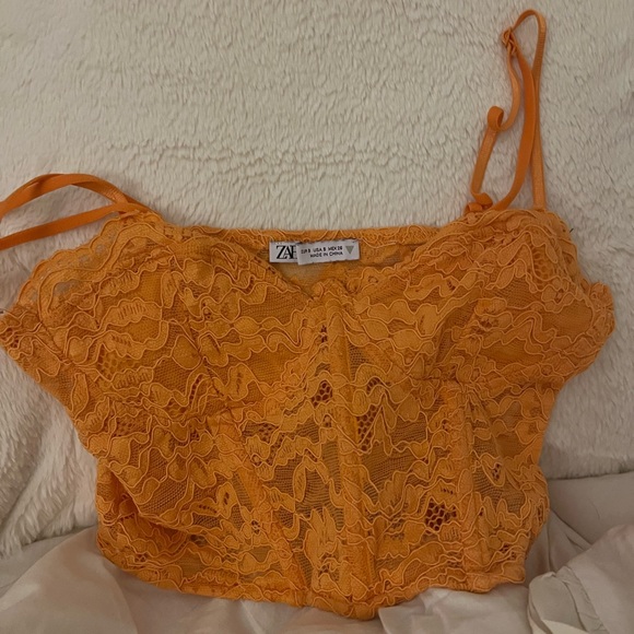 zara orange lace corset top - Picture 1 of 2